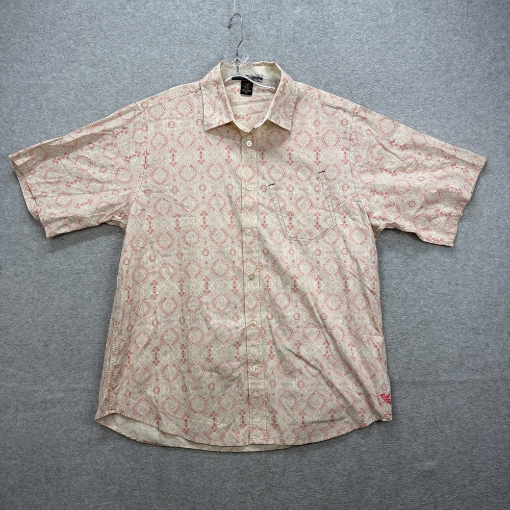 Le Jean De Marithe Francois‎ Girbaud Shirt Mens XXL Red Tan Paisley Short Sleeve